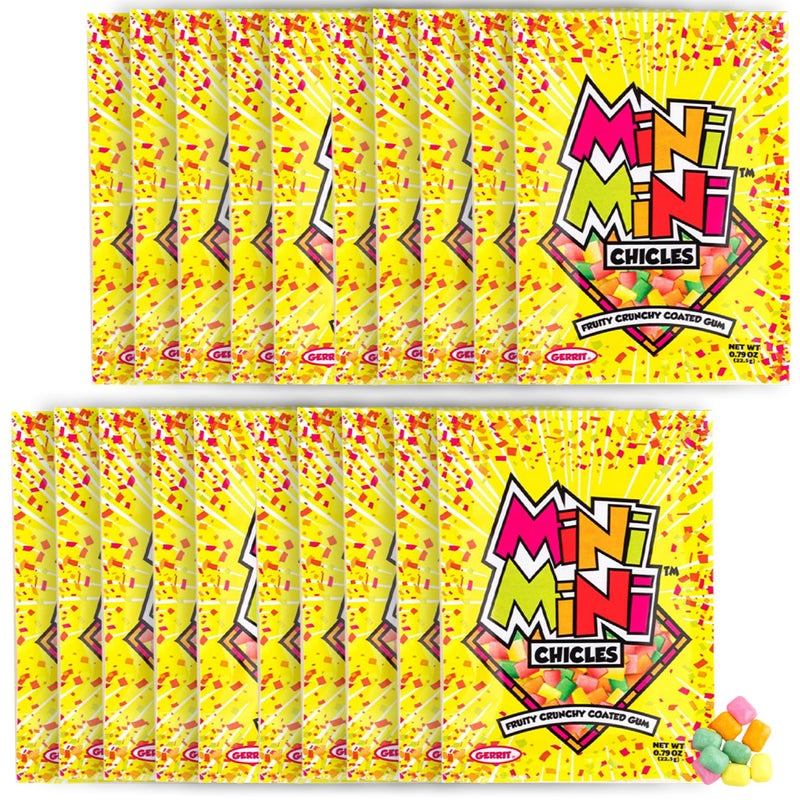 Gerrit's Mini-Mini Chicles - 20 Pack of 0.79oz Packets - Fruit Chiclets Gum Original Flavors - Juicy Fruit Gum Candy - Image 1
